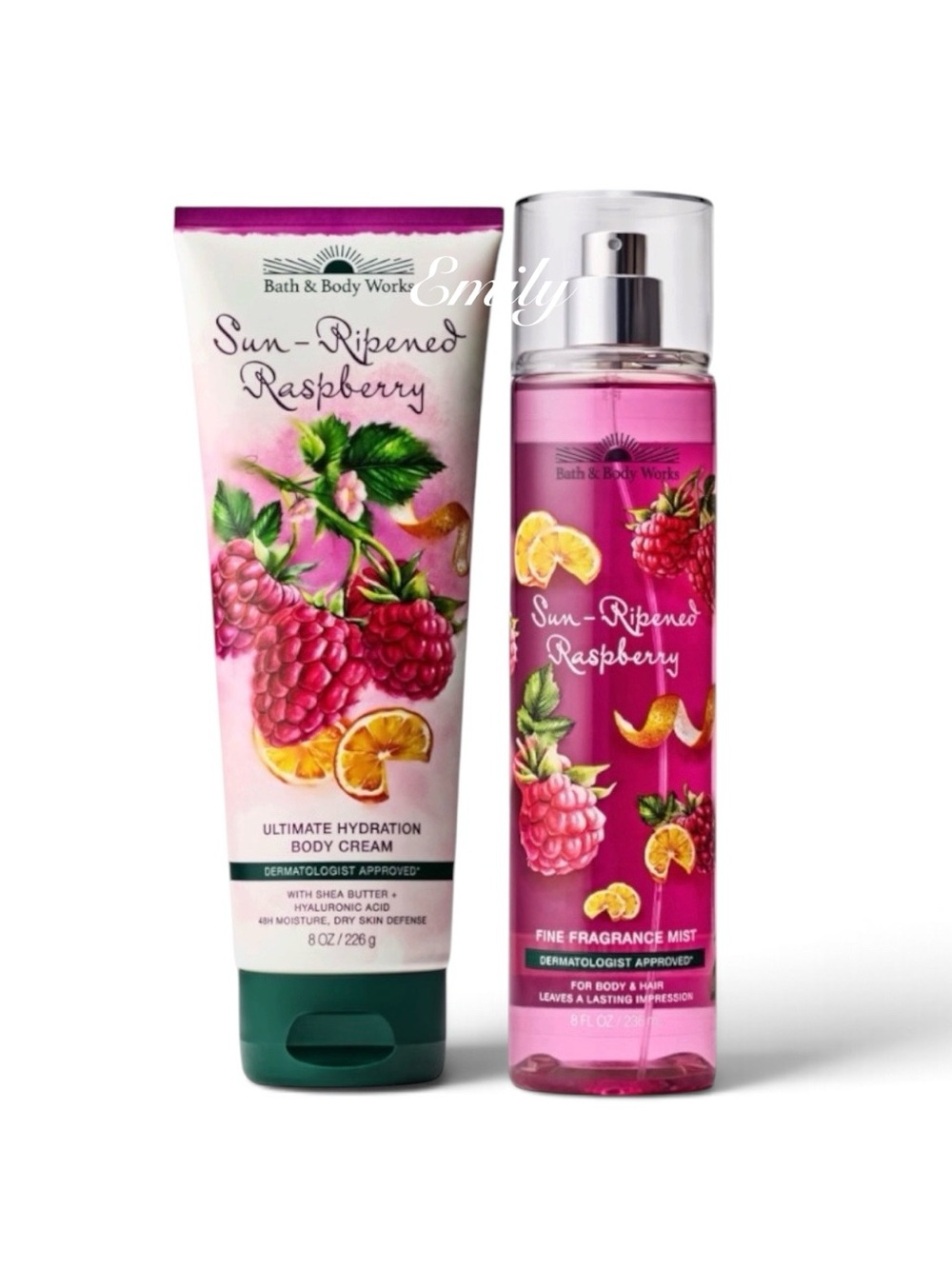 NEW! Bath & Body Works Sun-Ripened Raspberry Body Cream & Fragrance Mist Set